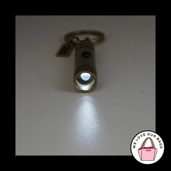 New Rare VINTAGE COACH Mini FLASHLIGHT Brass Key Fob Bag Charm Keychain 92149 - Picture 3 of 4